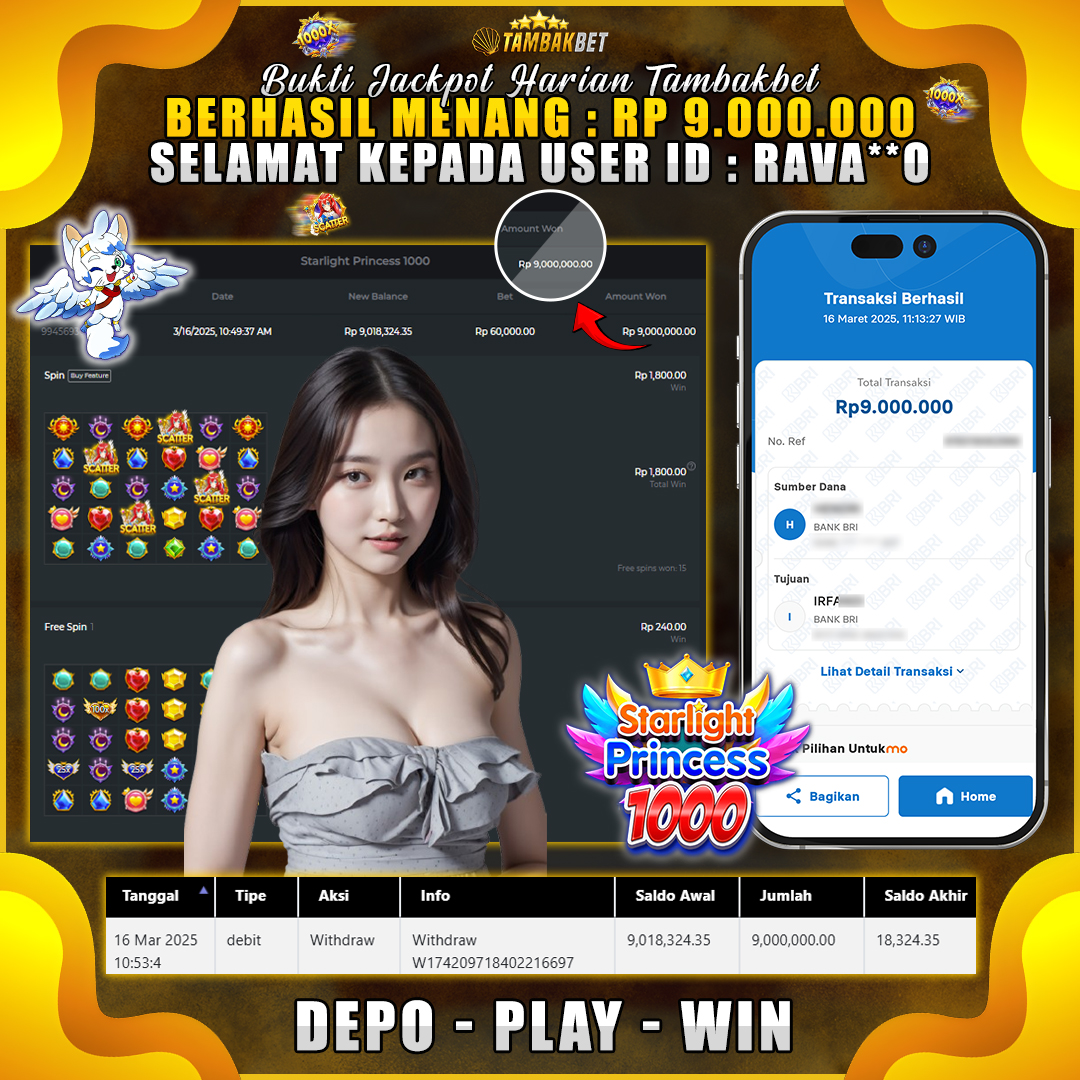 TambakBet Jackpot Game Starlight Princess Modal 200 Ribu Wd 9 Juta Di Bayar Lunas